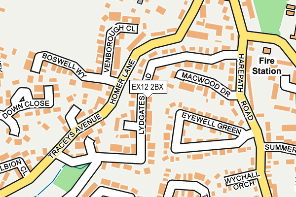 EX12 2BX map - OS OpenMap – Local (Ordnance Survey)