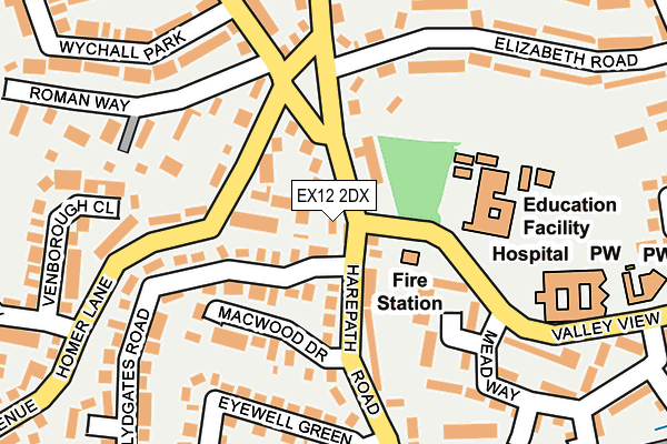 EX12 2DX map - OS OpenMap – Local (Ordnance Survey)