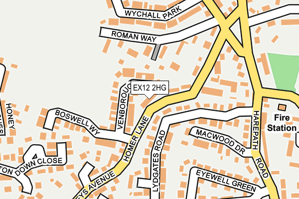 EX12 2HG map - OS OpenMap – Local (Ordnance Survey)