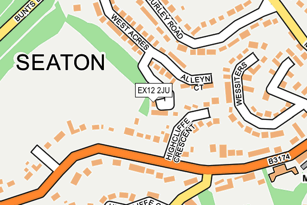 EX12 2JU map - OS OpenMap – Local (Ordnance Survey)