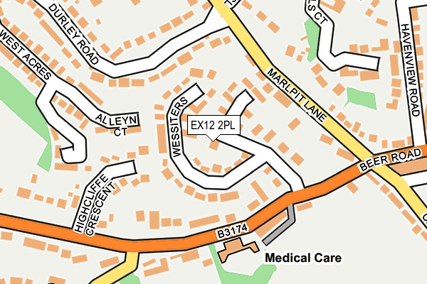 EX12 2PL map - OS OpenMap – Local (Ordnance Survey)