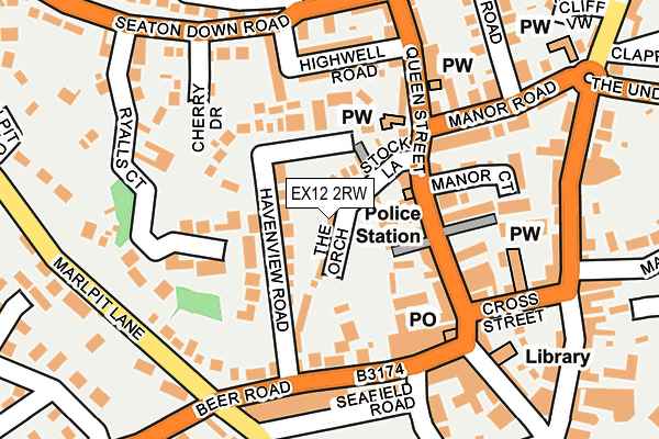 EX12 2RW map - OS OpenMap – Local (Ordnance Survey)