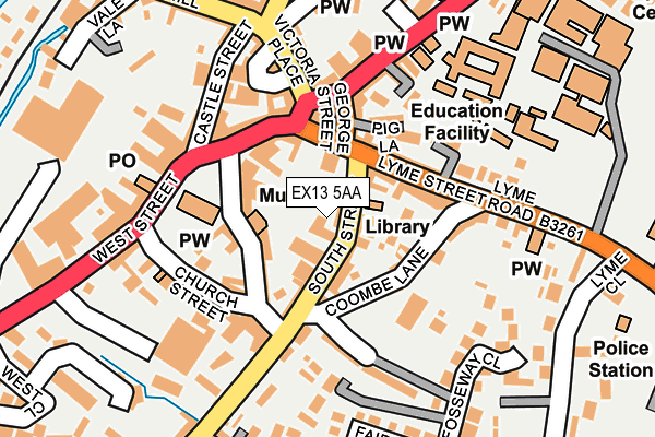 EX13 5AA map - OS OpenMap – Local (Ordnance Survey)