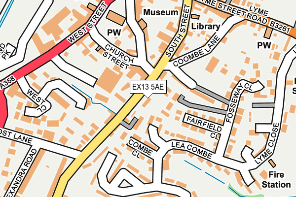 EX13 5AE map - OS OpenMap – Local (Ordnance Survey)