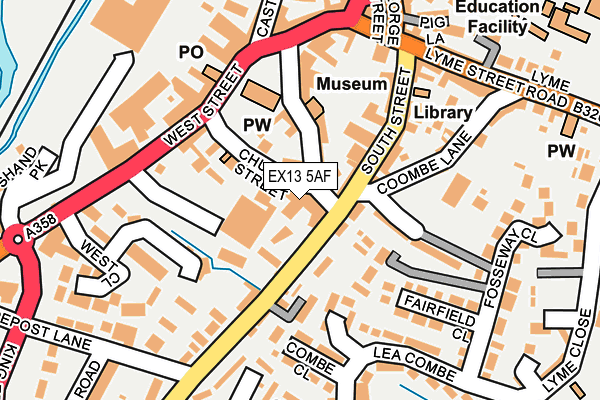 EX13 5AF map - OS OpenMap – Local (Ordnance Survey)