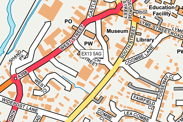 EX13 5AG map - OS OpenMap – Local (Ordnance Survey)