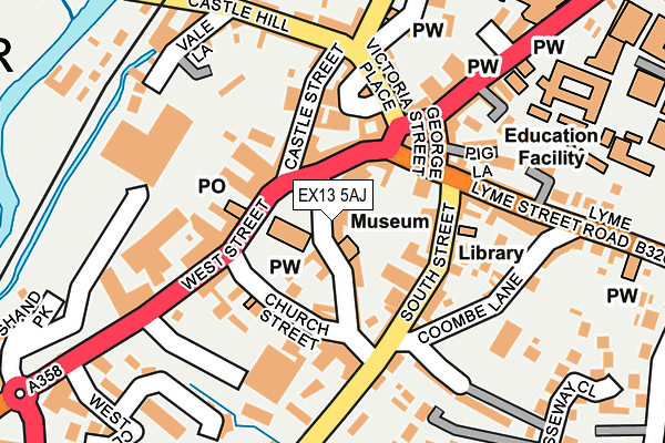 EX13 5AJ map - OS OpenMap – Local (Ordnance Survey)