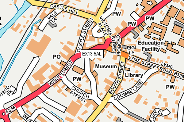 EX13 5AL map - OS OpenMap – Local (Ordnance Survey)