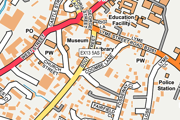 EX13 5AS map - OS OpenMap – Local (Ordnance Survey)