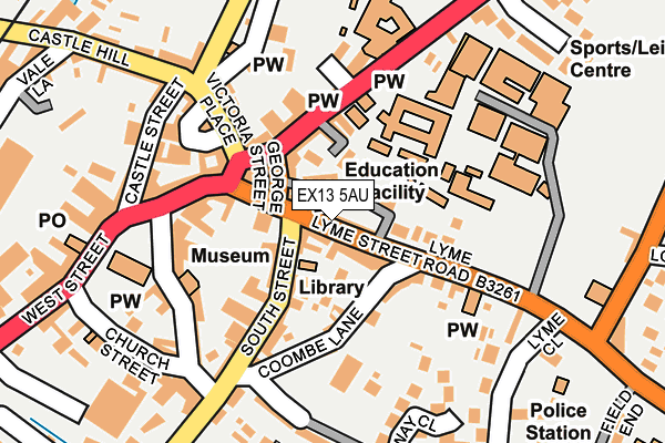 EX13 5AU map - OS OpenMap – Local (Ordnance Survey)