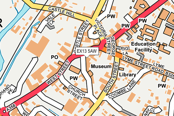 EX13 5AW map - OS OpenMap – Local (Ordnance Survey)