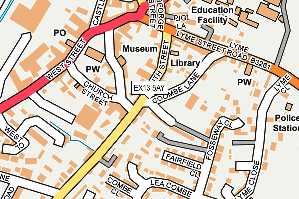 EX13 5AY map - OS OpenMap – Local (Ordnance Survey)