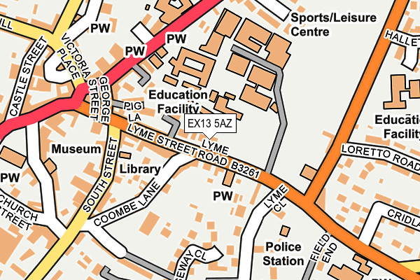 EX13 5AZ map - OS OpenMap – Local (Ordnance Survey)