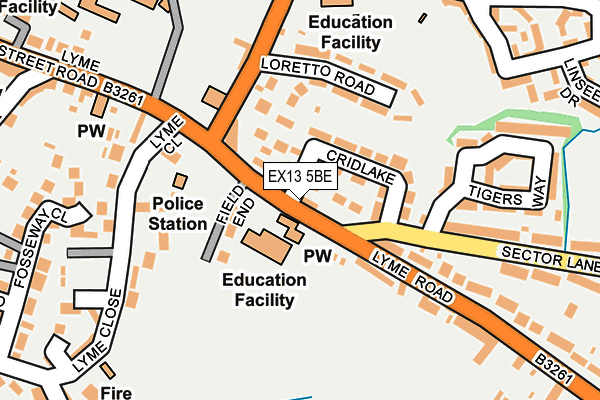 EX13 5BE map - OS OpenMap – Local (Ordnance Survey)