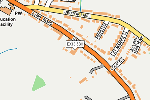 EX13 5BH map - OS OpenMap – Local (Ordnance Survey)