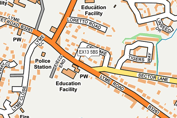 EX13 5BS map - OS OpenMap – Local (Ordnance Survey)
