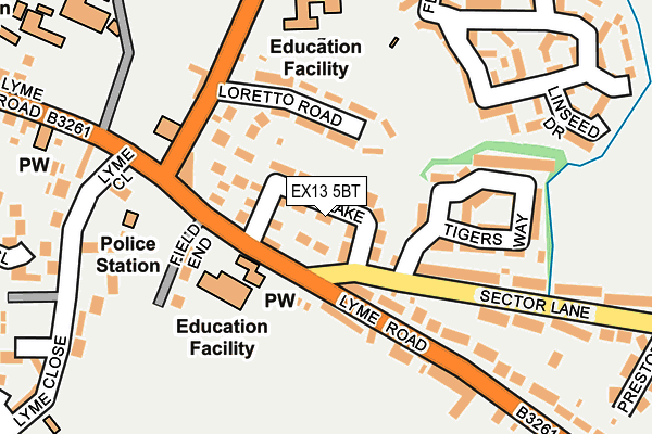 EX13 5BT map - OS OpenMap – Local (Ordnance Survey)