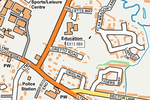 EX13 5BX map - OS OpenMap – Local (Ordnance Survey)