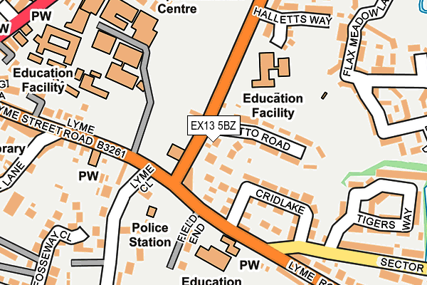EX13 5BZ map - OS OpenMap – Local (Ordnance Survey)