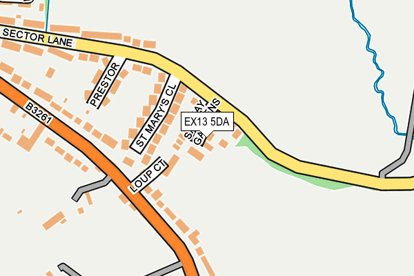 EX13 5DA map - OS OpenMap – Local (Ordnance Survey)
