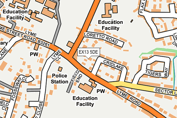 EX13 5DE map - OS OpenMap – Local (Ordnance Survey)