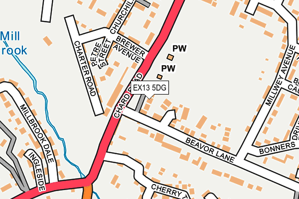 EX13 5DG map - OS OpenMap – Local (Ordnance Survey)
