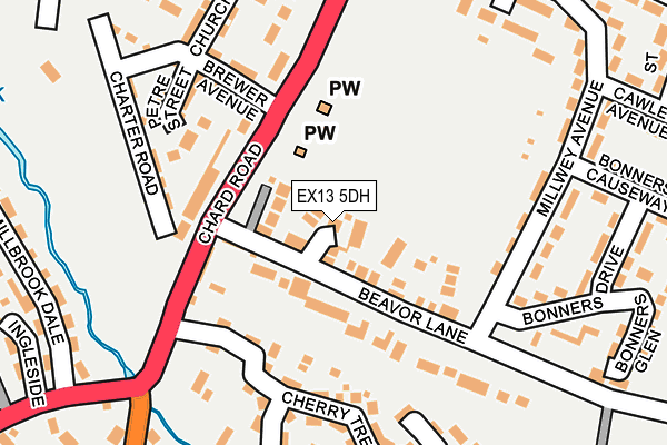 EX13 5DH map - OS OpenMap – Local (Ordnance Survey)
