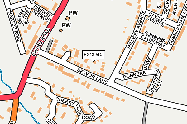 EX13 5DJ map - OS OpenMap – Local (Ordnance Survey)
