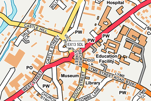 EX13 5DL map - OS OpenMap – Local (Ordnance Survey)