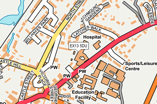 EX13 5DU map - OS OpenMap – Local (Ordnance Survey)