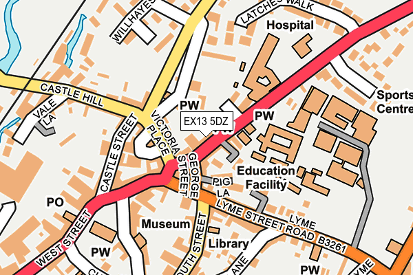 EX13 5DZ map - OS OpenMap – Local (Ordnance Survey)