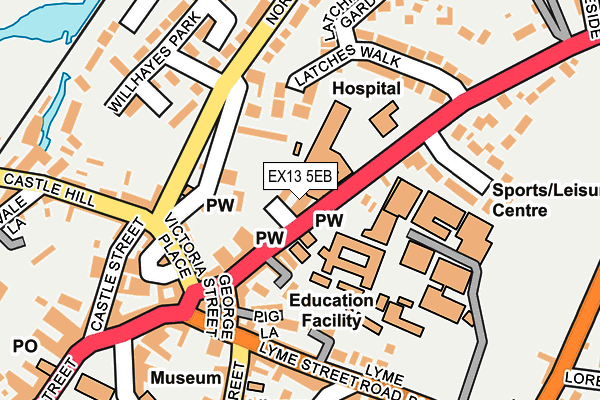 EX13 5EB map - OS OpenMap – Local (Ordnance Survey)