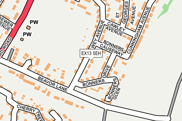 EX13 5EH map - OS OpenMap – Local (Ordnance Survey)