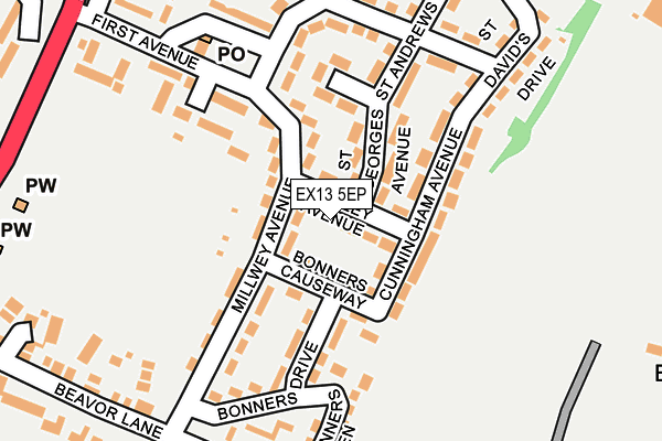 EX13 5EP map - OS OpenMap – Local (Ordnance Survey)