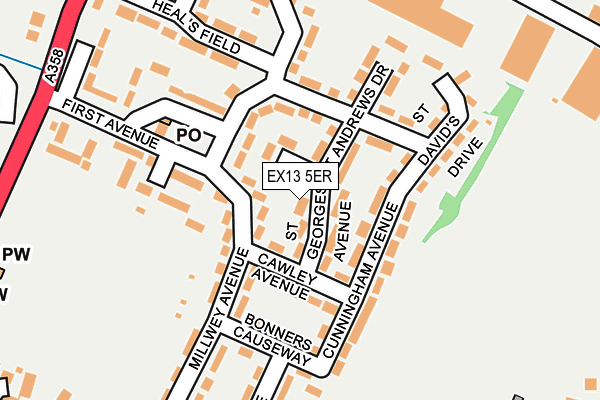EX13 5ER map - OS OpenMap – Local (Ordnance Survey)