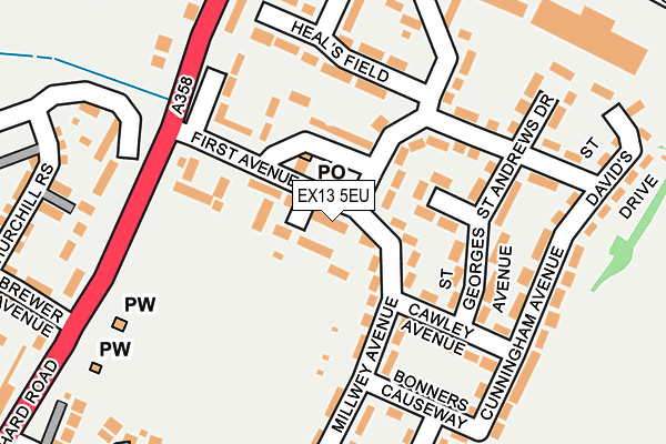 EX13 5EU map - OS OpenMap – Local (Ordnance Survey)
