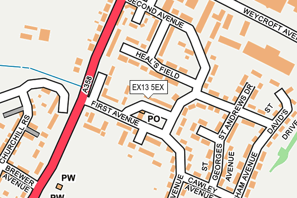 EX13 5EX map - OS OpenMap – Local (Ordnance Survey)