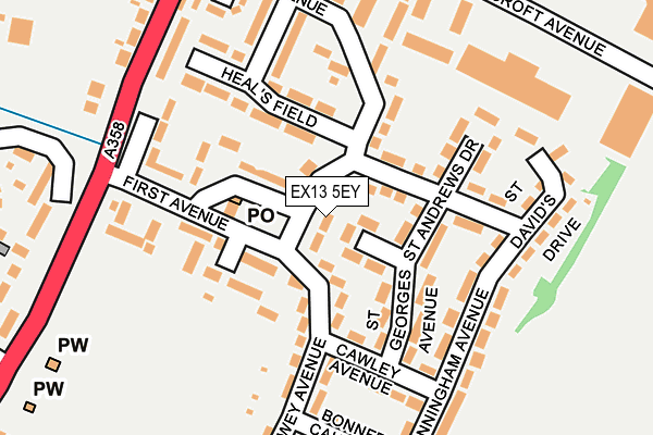 EX13 5EY map - OS OpenMap – Local (Ordnance Survey)