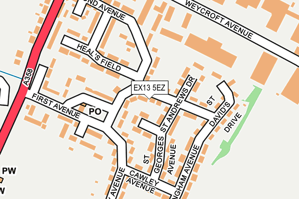 EX13 5EZ map - OS OpenMap – Local (Ordnance Survey)