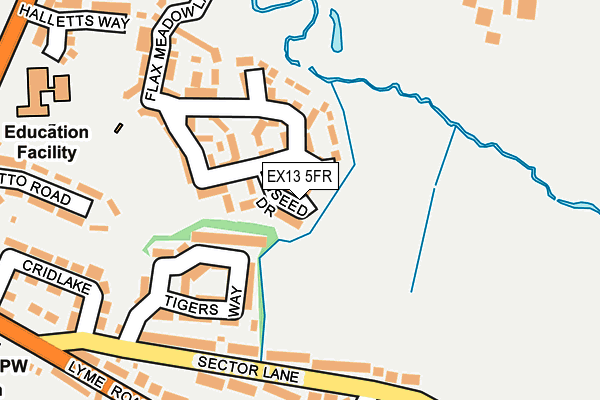 EX13 5FR map - OS OpenMap – Local (Ordnance Survey)