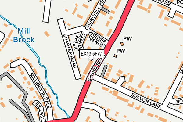 EX13 5FW map - OS OpenMap – Local (Ordnance Survey)