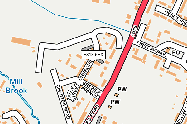 EX13 5FX map - OS OpenMap – Local (Ordnance Survey)