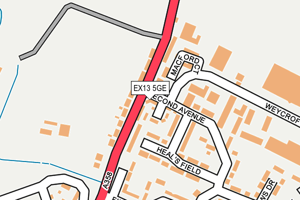 EX13 5GE map - OS OpenMap – Local (Ordnance Survey)