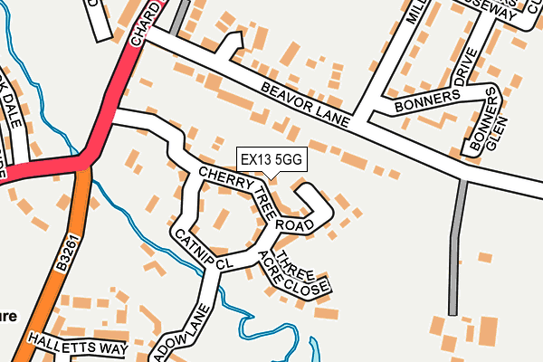 EX13 5GG map - OS OpenMap – Local (Ordnance Survey)