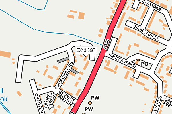 EX13 5GT map - OS OpenMap – Local (Ordnance Survey)
