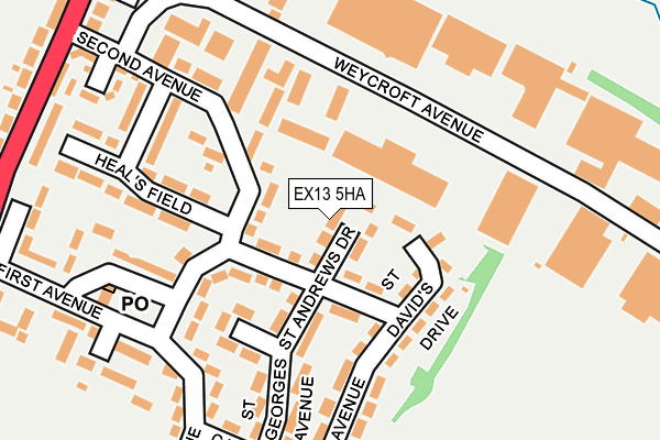 EX13 5HA map - OS OpenMap – Local (Ordnance Survey)