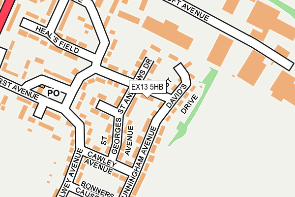 EX13 5HB map - OS OpenMap – Local (Ordnance Survey)