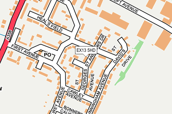 EX13 5HD map - OS OpenMap – Local (Ordnance Survey)