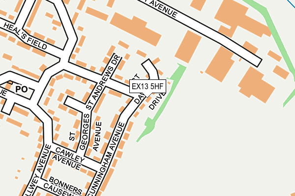 EX13 5HF map - OS OpenMap – Local (Ordnance Survey)