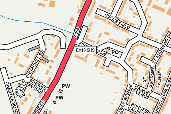 EX13 5HS map - OS OpenMap – Local (Ordnance Survey)